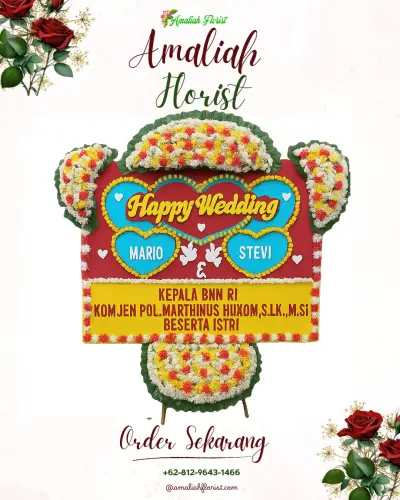 Karangan Papan Bunga Pernikahan di Penggoli